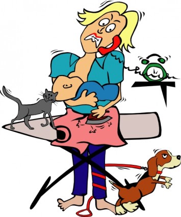 busy_mom_with_child_and_pets_clip_art.jpg image